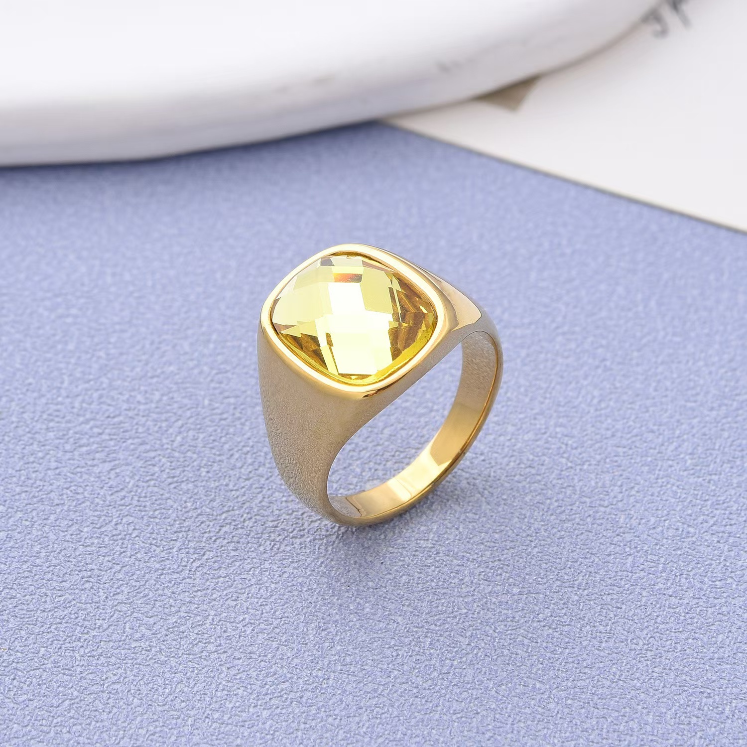 SL23 Citrine Crystal Stone Finger Ring