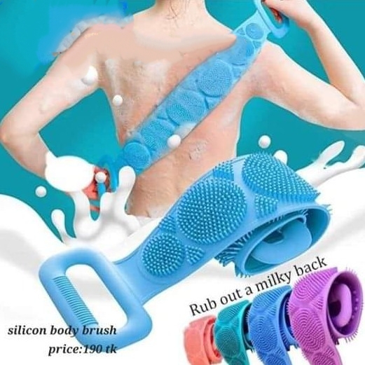 (1 pcs)Silicone Brushes Bath Towels Rubbing Back Mud Peeling Body Massage Shower